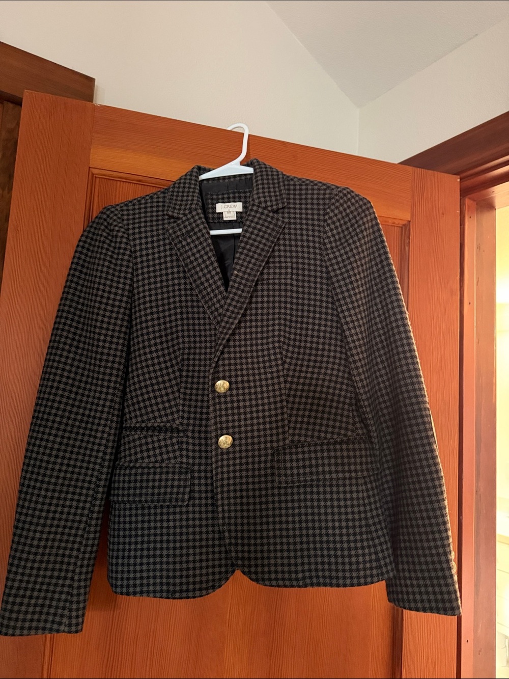 J Crew Black and Gray Houndstooth Tailored Blazer